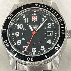 Victorinox Silver and Black Women’s Swiss Army Watch.